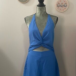 Blue Halter Twist Dress